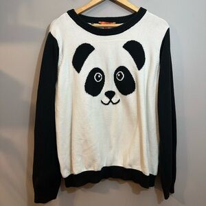 Modcloth Women's 100% Cotton Fun Panda Bear Long Sleeve Sweater SZ XL